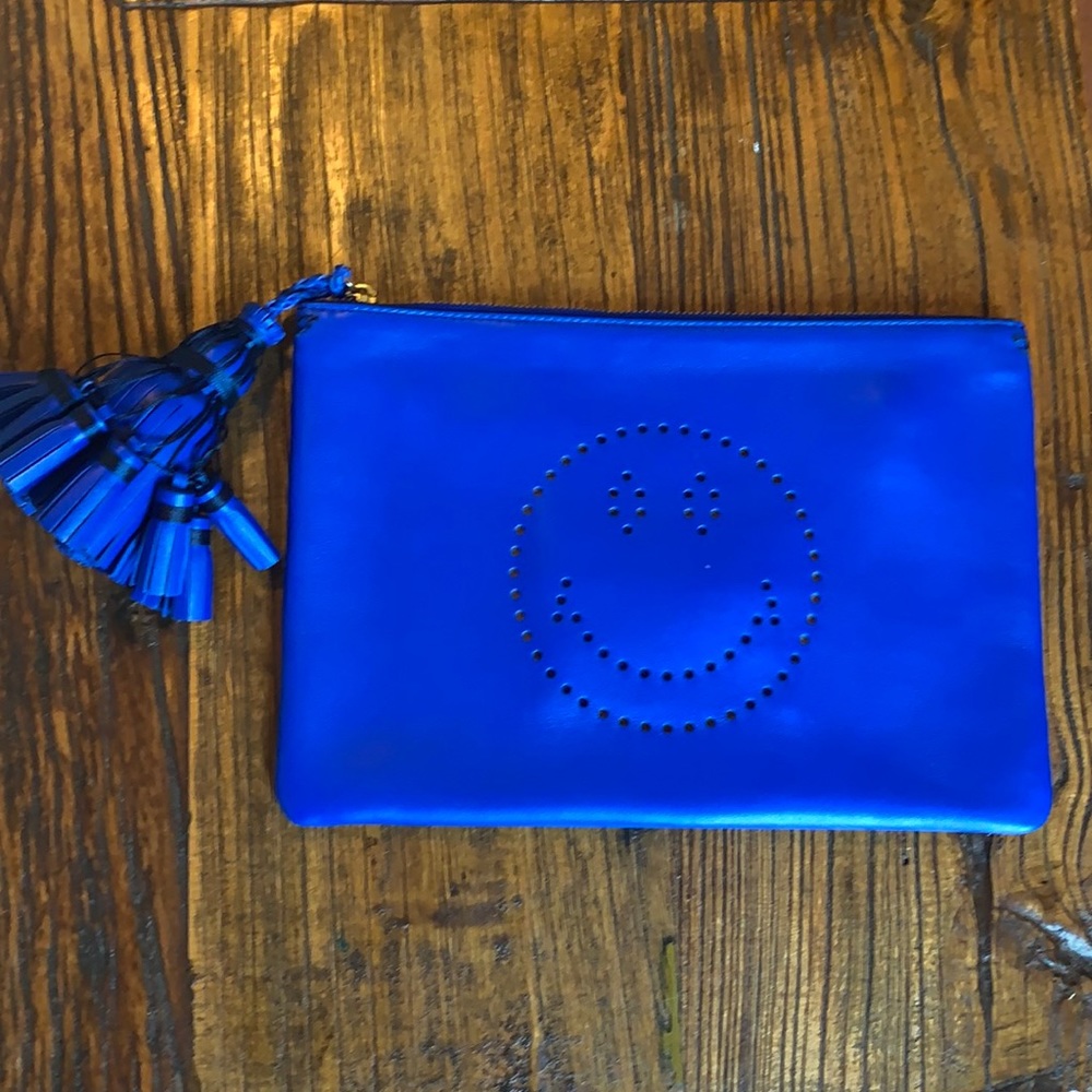 Anya Hindmarch Logo Smiley Face Clutch Hand Bag Leath… Gem